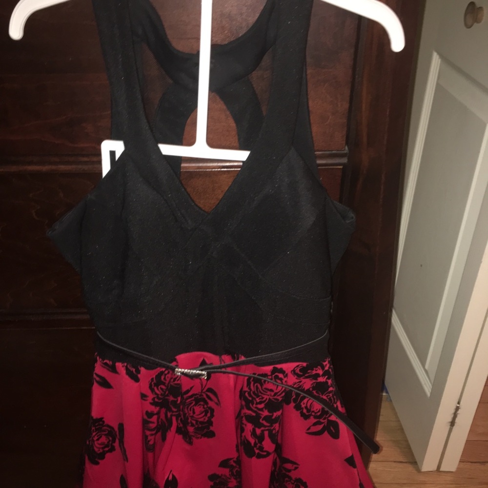 Red and Black floral dress